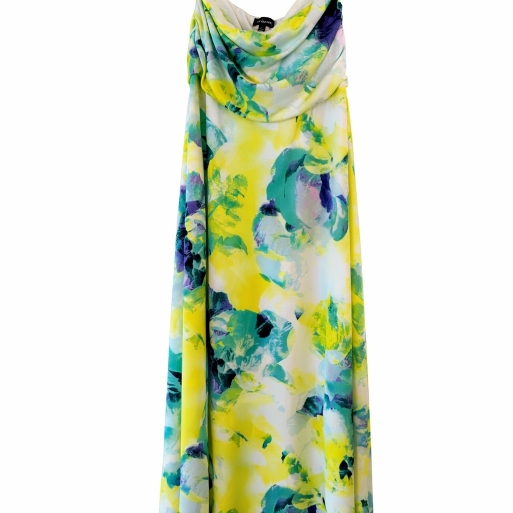 Floral Yellow and Green Dress